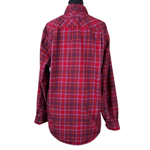 Duluth Trading Company Men's Red Plaid Flannel Cotton Blend Shirt Size M - Picture 2 of 8